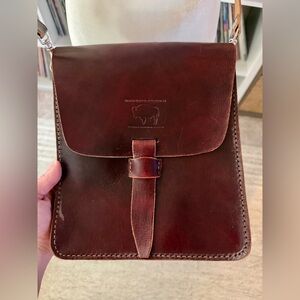 White Buffalo Republic Brown Leather Crossbody Flap Bag